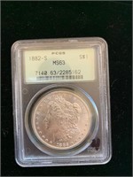 Silver Morgan Dollar MS-63. 1882 S