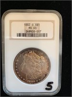 Silver Morgan Dollar MS-63. 1882 O