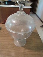 covered glass compote