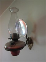 wrought iron wall oil lamp w/reflector