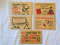 5 Wooden Post Cards Comic Sayings