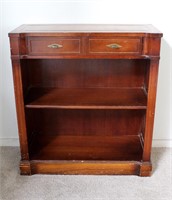 Small Leather Top 32" Two Drawer Bookshelf