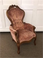 Walnut Victorian Upholstered Arm Chair