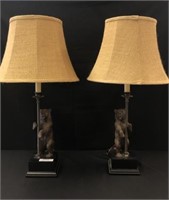 Pair of Standing Bear Table Lamps
