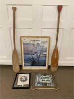 Adirondack Poster, 2 Canoe Paddles & Art