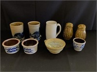 Tray Lot of Modern Stoneware and Pottery