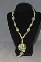 Sterling Jasper, Turquoise,Jadeite Beaded Necklace