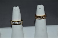2 Gold Toned Sterling Rings Size 5, 6.25
