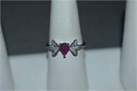 Pink Sapphire Sterling Ring Size 8.25