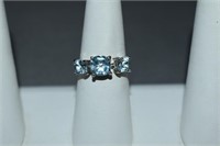 Blue Sapphire Sterling Ring Size 7