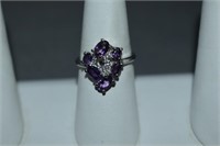 Sterling Amethyst Ring Size 7.75