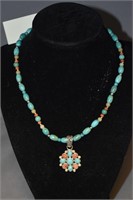 Sterling Turquoise, Coral, Yellow Jasper Beaded