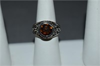 Sterling Orange Topaz Ring Size 7
