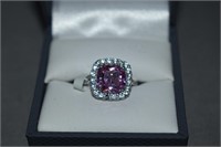Sterling LC Pink Sapphire Ring Size 7.25