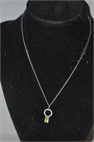 Sterling Peridot Pendant Necklace, Ring Size 7