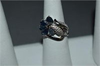 Sterling Blue Sapphire Ring Size 7.5