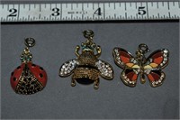 3 Pendants, 1 Butterfly, 1 Bee, 1 Ladybug