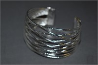 Silver Toned Cuff Bracelet, Pendant Necklace