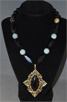 Barse Onyx, Agate Pierced Earrings, Necklace