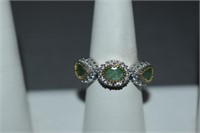 Emerald Sterling Ring Size 8.25