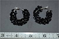 Large Sterling Onyx Earrings Pierced