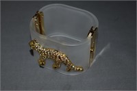 Large cuff Bracelet W/ Leopard Motif