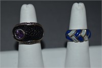 2 Sterling Rings, 1 W/ Lapis Size 6.25, 6.5