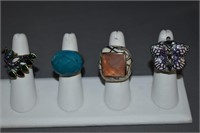 4 Bold Rings, 1 Butterfly Watch Ring Adjustable