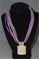Sterling Jasper Pendant Necklace Leather Strips