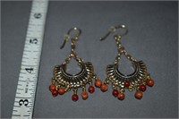 Bronze Coral, Jasper Pierced Earrings