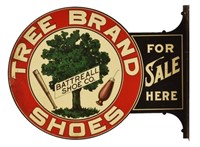 Tree Brand Shoes Lithographed Tin Flange Sign