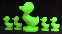 VTG. MOSSER URANIUM VASELINE GLASS DUCK &