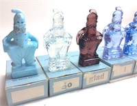 #2 VTG. SET MOSSER GLASS RAINBOW FIGURINES