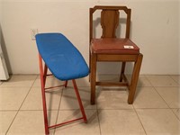 Child's ironing board, chair
