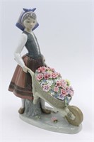 Lladro #01419 A Barrel of Blossom Girl Figurine