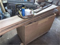 Wood Rolling Cabinet & Contents