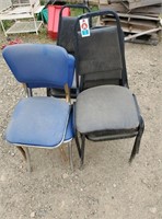 Lot of black and Blue Padded Chairs