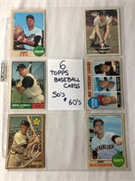 6 - 1950's & 60's Topps Baseball Cards