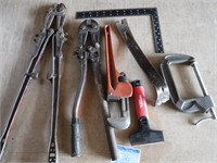 Bolt Cutters; Pipe Wrench; Pry Bar; Clamp; Square