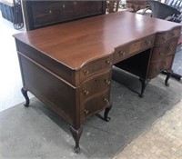 Solid Mahogany Desk w/Curved Drawers, 58" x