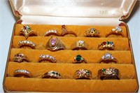 12 Rings - Gold Plated, Austrian Crystal, Case