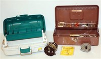 2 Vintage Tackle Boxes w 2 Reels & Extras