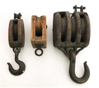 Three large pulleys