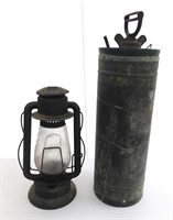 Vintage fire extinguisher and lantern