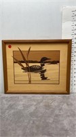 16X13 FRAMED WOODEN INLAY DUCK