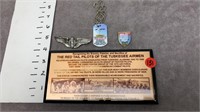4 PC. TUSKEGEE AIRMEN PLAQUE-20 G. STERLING PIN