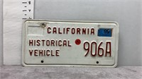 HISTORICAL VEHICLE CALIFORNIA LICENSE PLATE