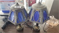 (2) TIFFANY STYLE LAMPS, 1 PANEL MISSING
