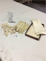 Lot of 3 Pairs of Vintage Gloves and 1 Glass Hand