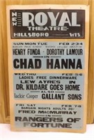 Hillsboro Wi ROYAL Theatre 1940 -50's Poster